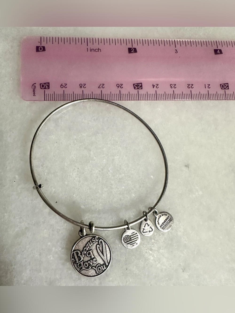 ALEX AND ANI Because I Love You + Energy Silver Tone Bracelet Adjustable
Bangle - Picture 3 of 7